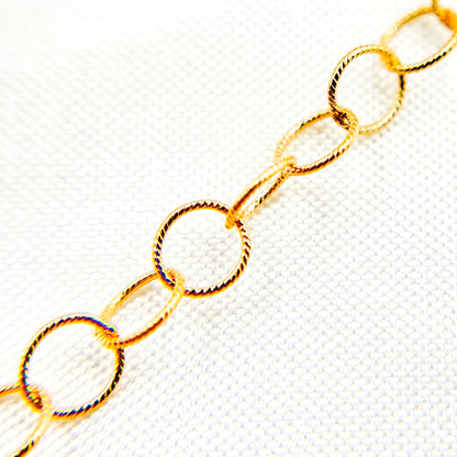 14K Gold Filled Twisted Round Link Chain