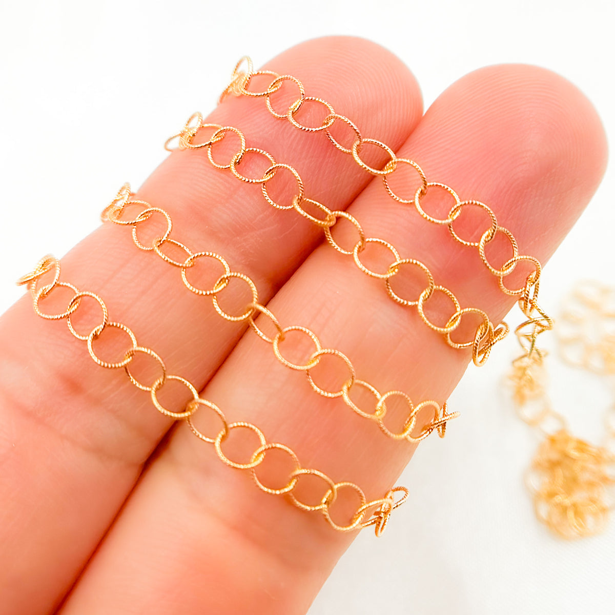14K Gold Filled Twisted Round Link Chain