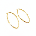 Load image into Gallery viewer, GER152. 14K Solid Gold Hollow Oval Hoop