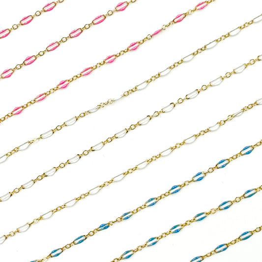70/1003FGF. 14k Gold Filled Enamel Flat Marina Chain