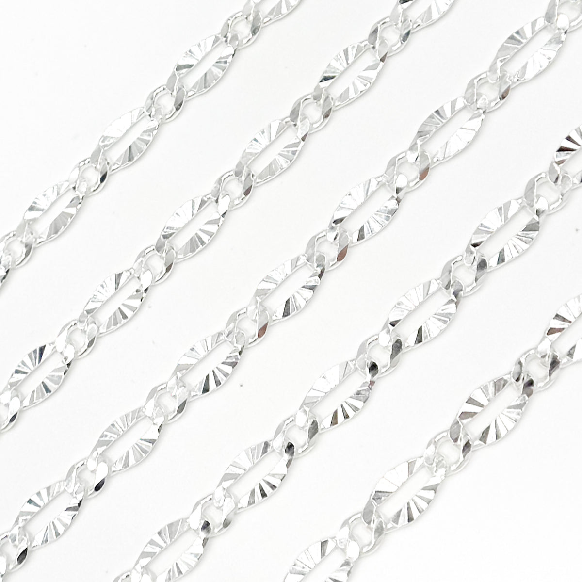 Sterling Silver Diamond Cut Marina Link Chain