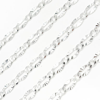 Sterling Silver Diamond Cut Marina Link Chain