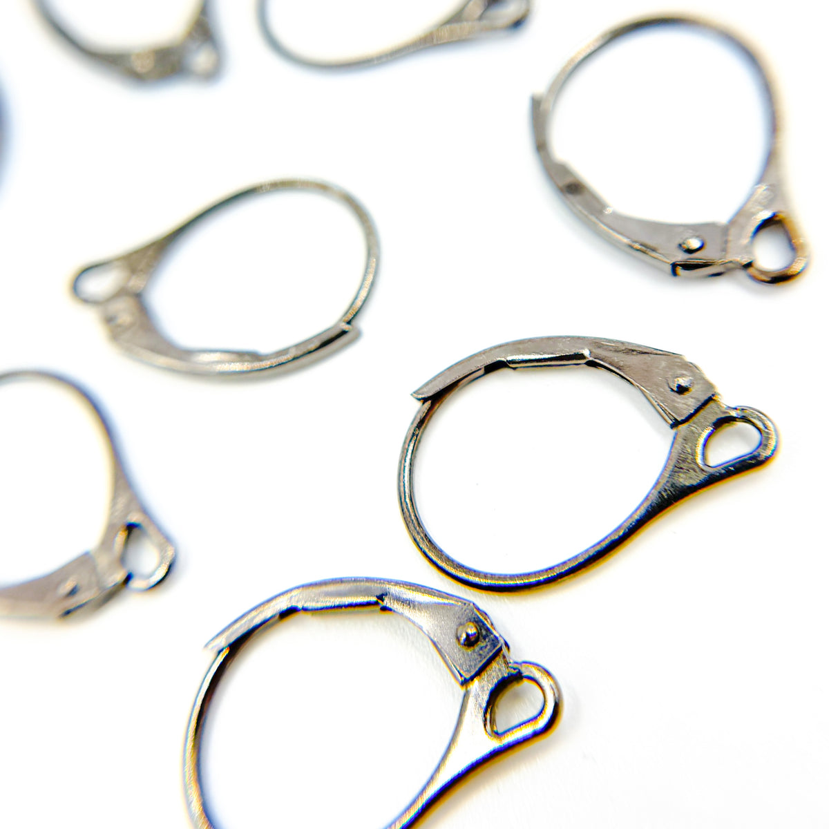 Black Rhodium Sterling Silver Plain Lever Back Ear Wire