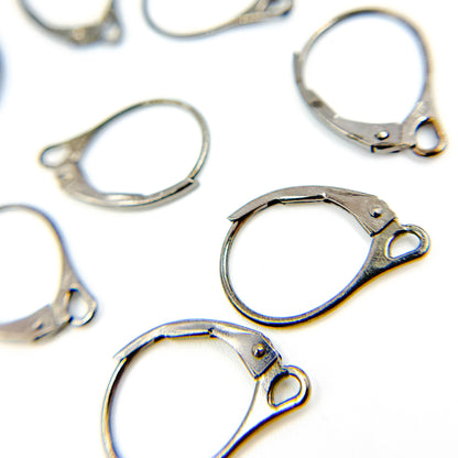 Black Rhodium Sterling Silver Plain Lever Back Ear Wire