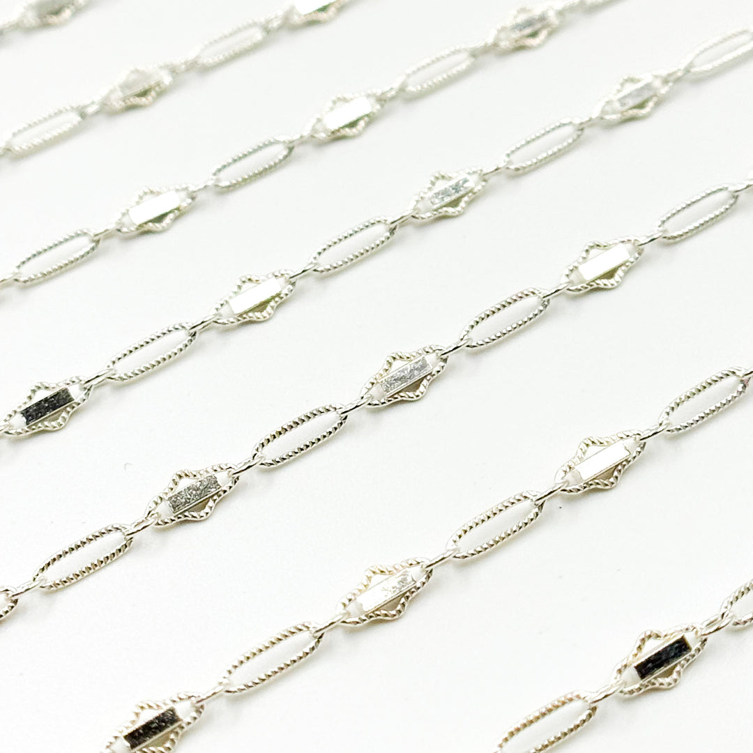 Sterling Silver Fancy Twisted Oval Link Chain