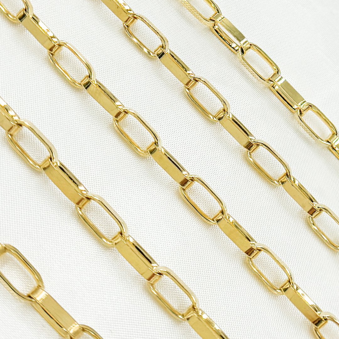 Gold Plated 925 Sterling Silver Flat Oval Link Chain. Y54GP