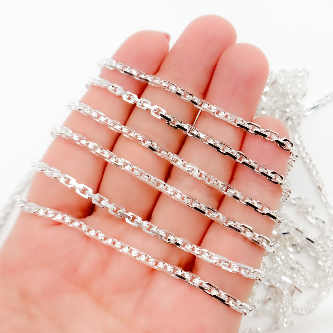 Z39SS. Sterling Silver Diamond Cut Box Link Chain