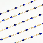 Load image into Gallery viewer, V250-BLGF. 14k Gold Filled Blue Color Enamel Satellite Cable Chain
