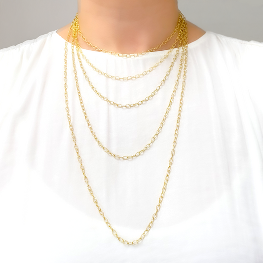 80GP. Gold Plated Sterling Silver Textured Cable Necklace