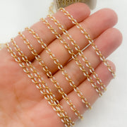 Sterling Silver Gold Plated White Enamel Cable Link Chain