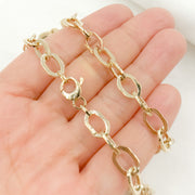 14K Solid Hollow Gold Flat Oval Link Chain