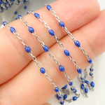 Load image into Gallery viewer, V203BLSS. Sterling Silver Blue Color Enamel Chain
