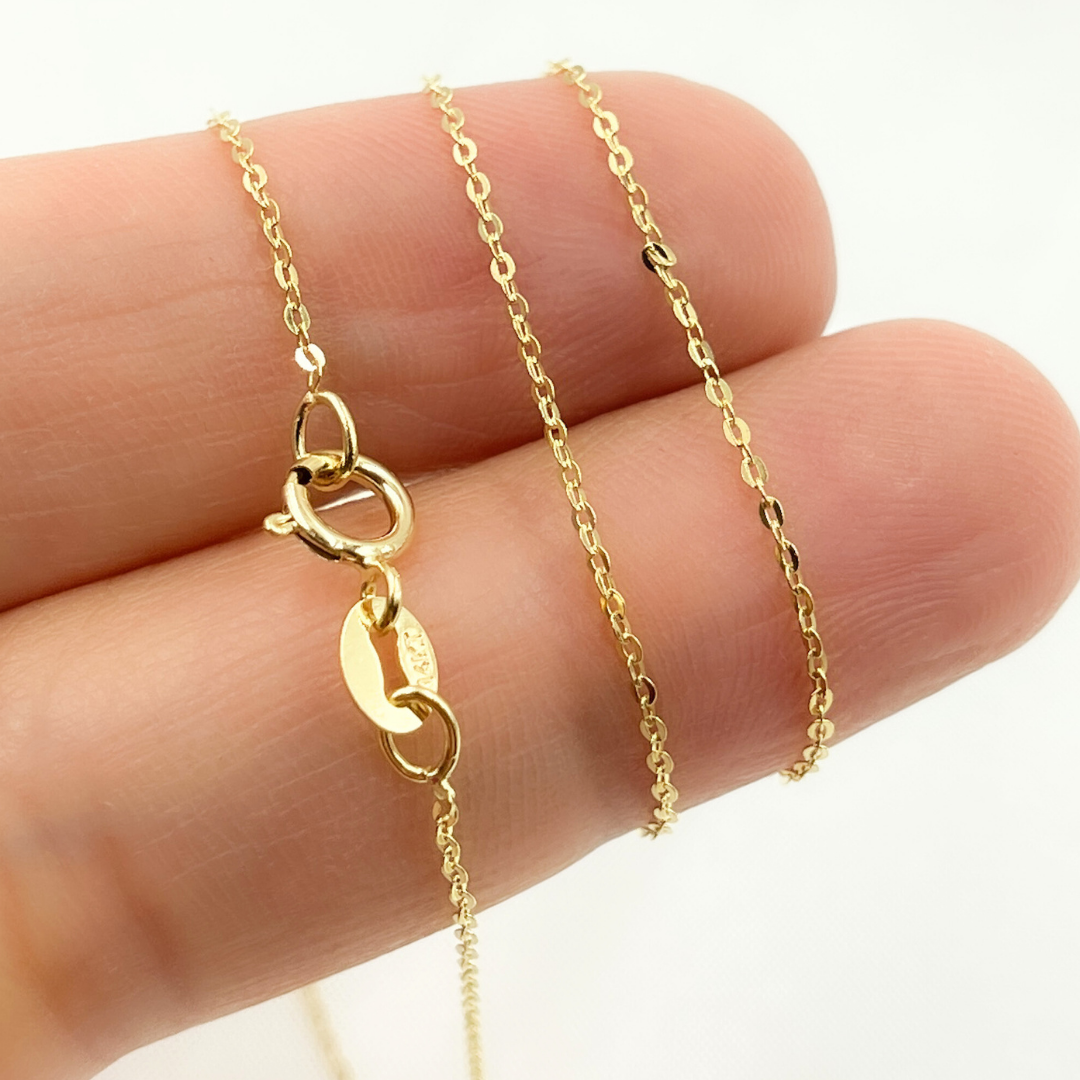 020R03BF. 14K Solid Gold Flat Cable Chain