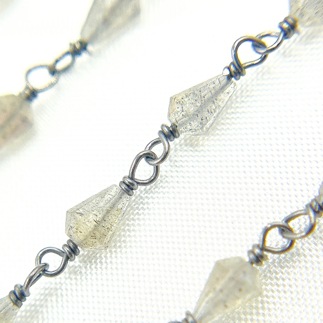 Labradorite Cone Shape Oxidized Wire Chain.