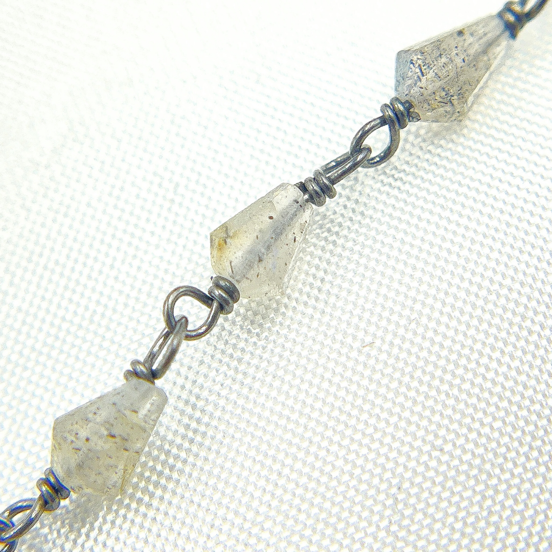 Labradorite Cone Shape Oxidized Wire Chain. LAB43