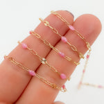 Load image into Gallery viewer, V295RSGF. 14K Gold Filled Rose Color Enamel with Paperclip and Diamond Cut Marina Links