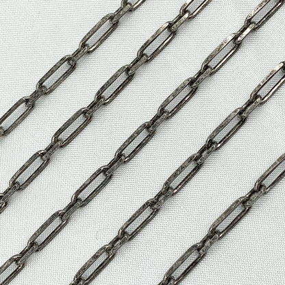 Z47OX. Oxidized Sterling Silver Paperclip Link Chain