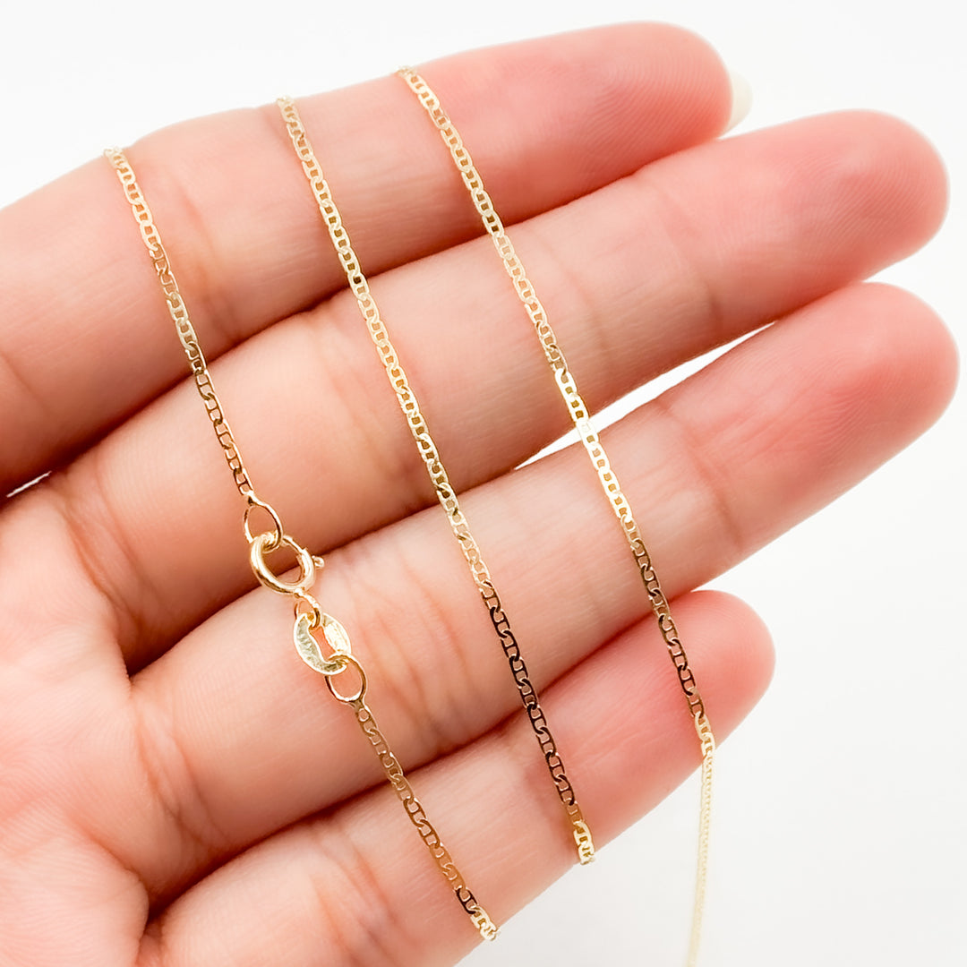 14k Solid Gold Flat Marina Link Chain