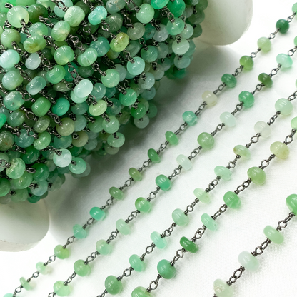 Chrysoprase Smooth Oxidized Wire Chain