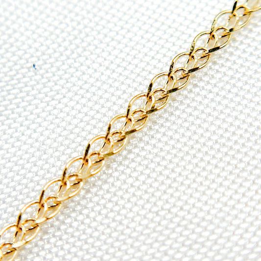 14K Solid Gold Wheat Chain Necklace