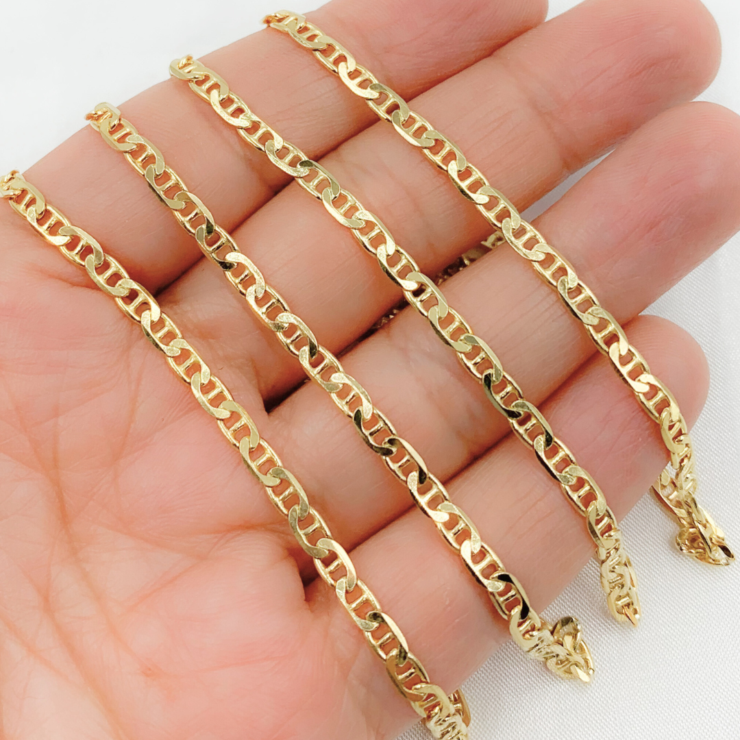 Gold Plated 925 Sterling Silver Flat Marina Chain. Y65GP