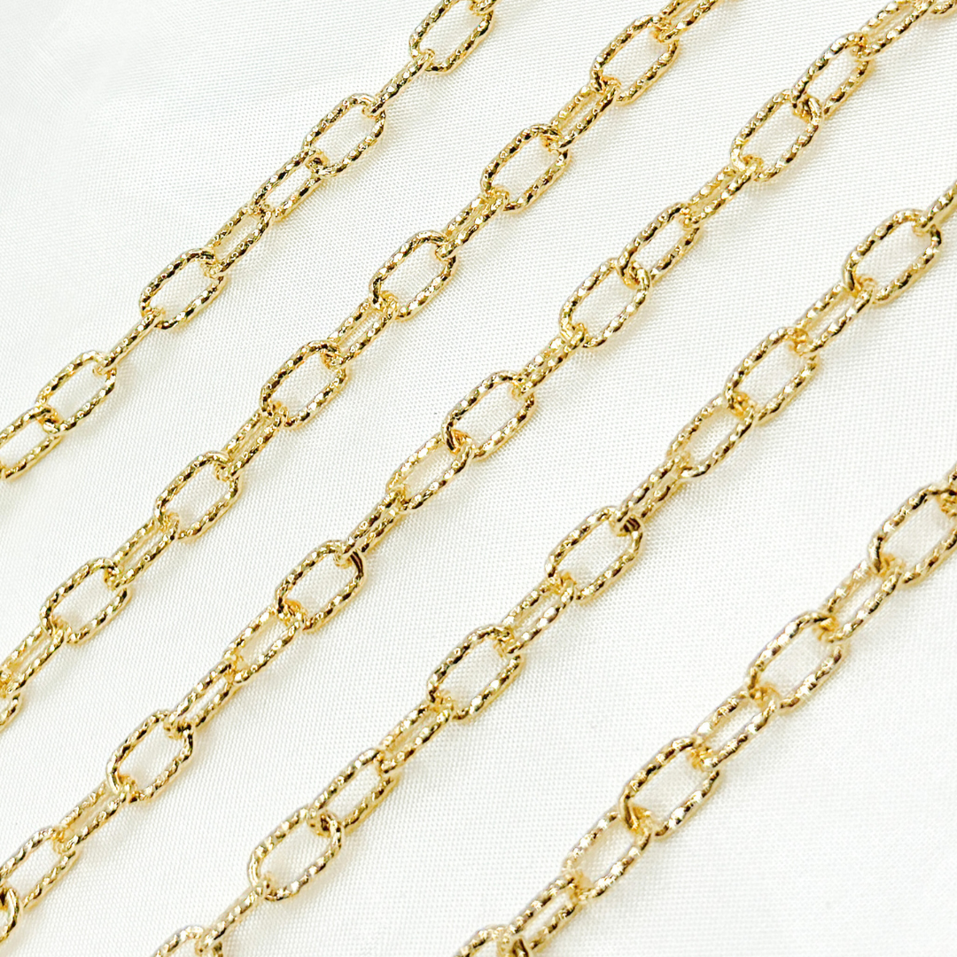 Gold Plated 925 Sterling Silver Diamond Cut Paperclip Chain. V137DCGP