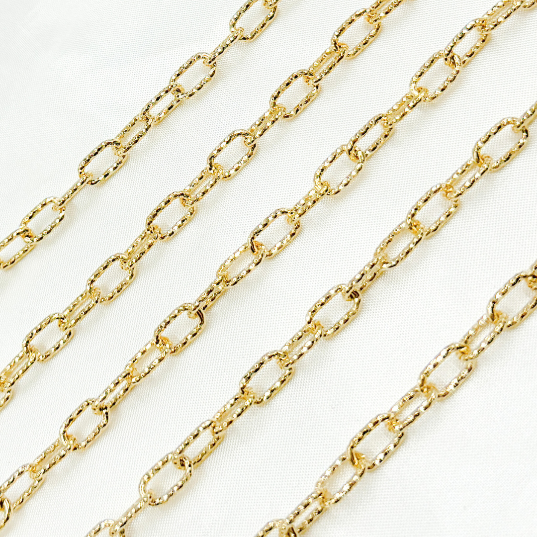 V137DCGP. Gold Plated 925 Sterling Silver Diamond Cut Paperclip Chain