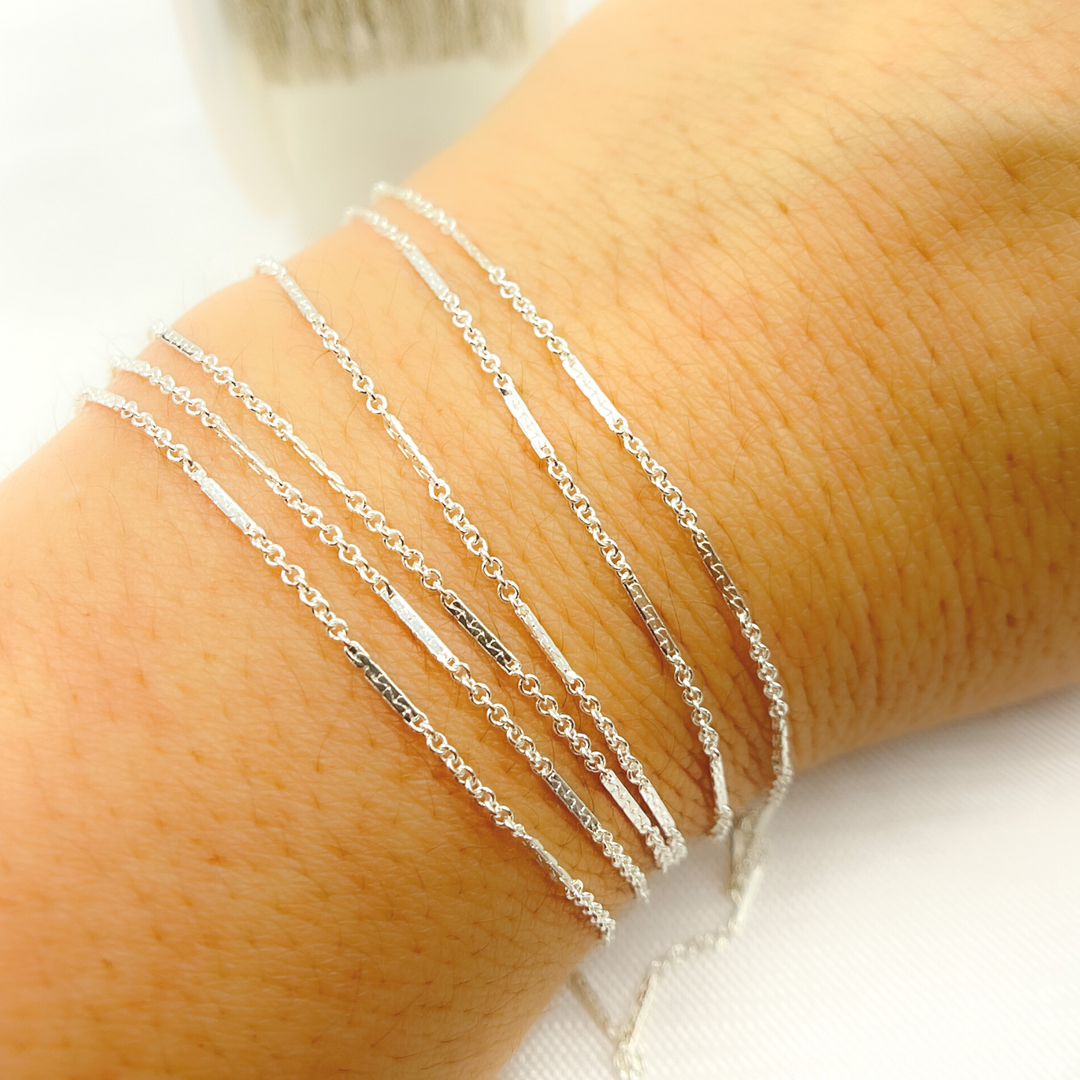 1232D3SS. 925 Sterling Silver Cable Bar Chain