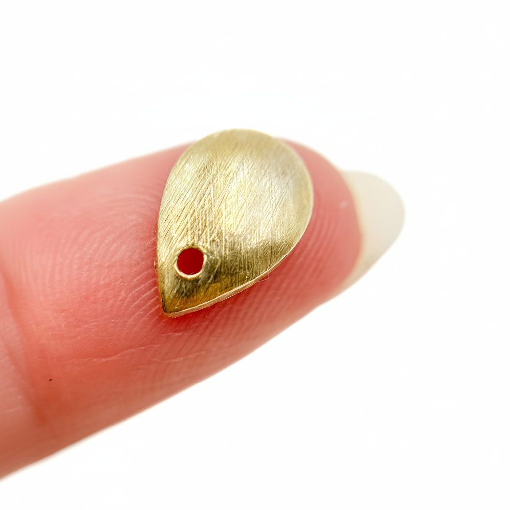TD6GP. Gold Plated Sterling Silver Curved Tear Drop