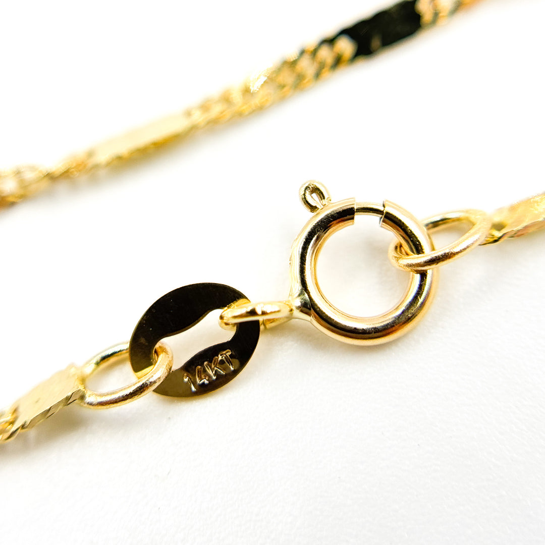 026G2SBASIT2. 14K Solid Gold Singapore Bar Chain