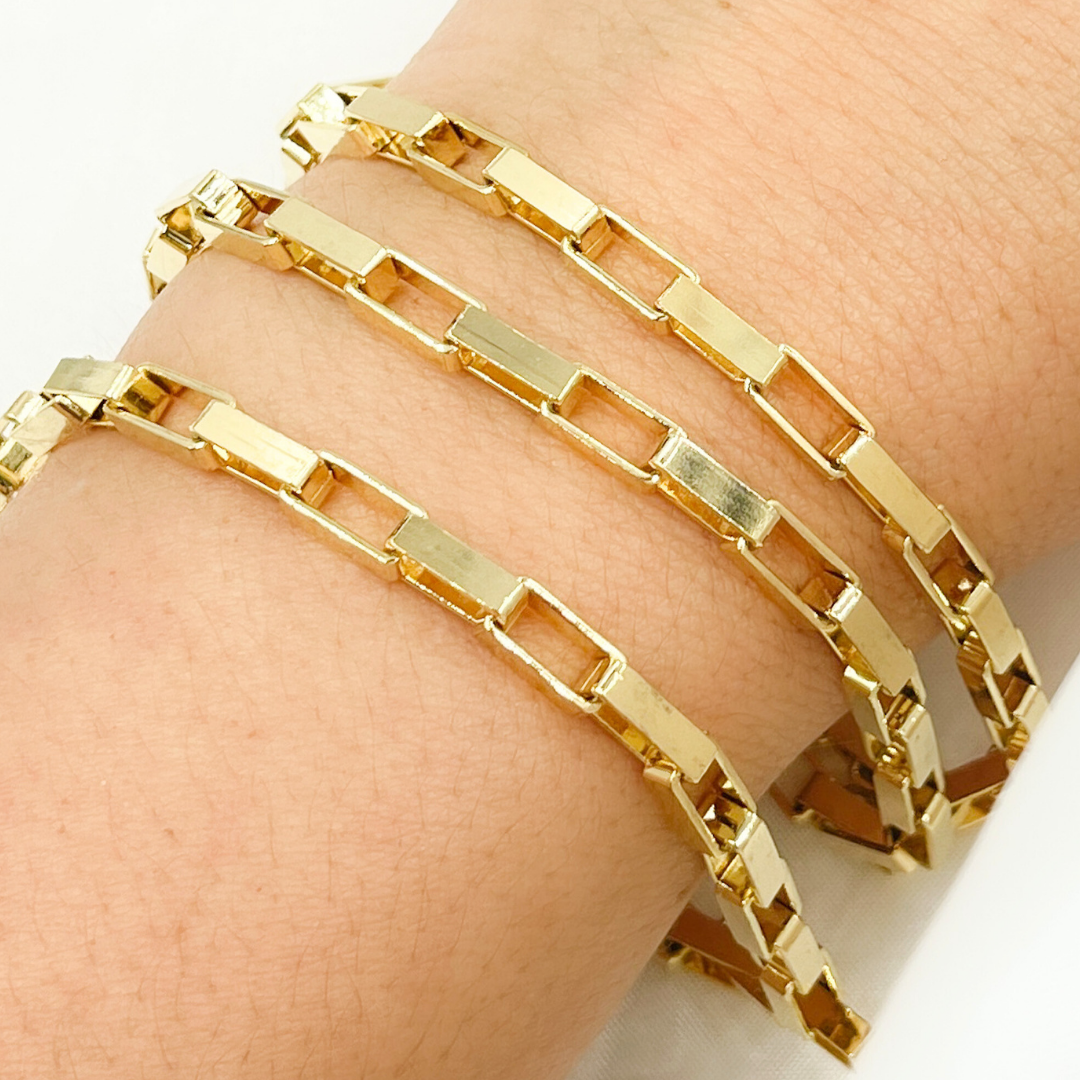 Gold Plated 925 Sterling Silver Flat Box Chain