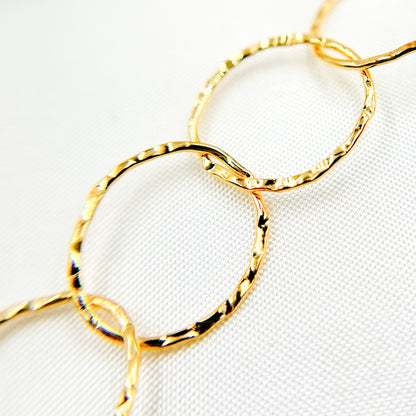 14K Gold Filled Hammered Round Link Chain