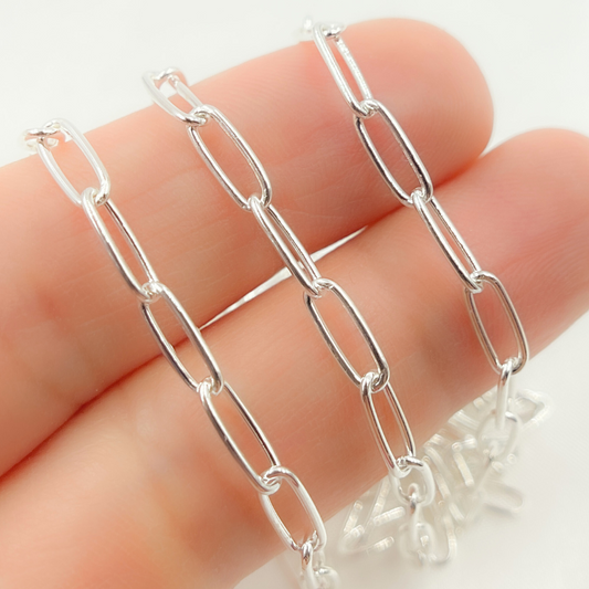 925 Sterling Silver Smooth Paperclip Chain