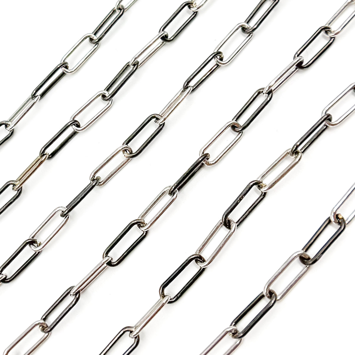 Black Rhodium Sterling Silver Smooth Paperclip Chain