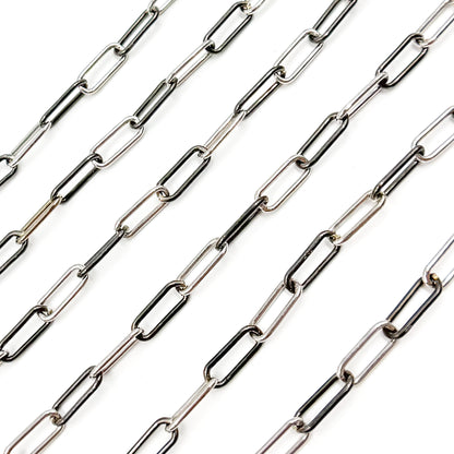 Black Rhodium Sterling Silver Smooth Paperclip Chain