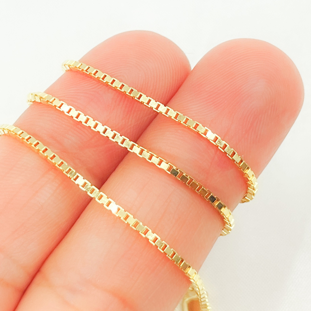 073VED. 14K Solid Gold Box Link Chain