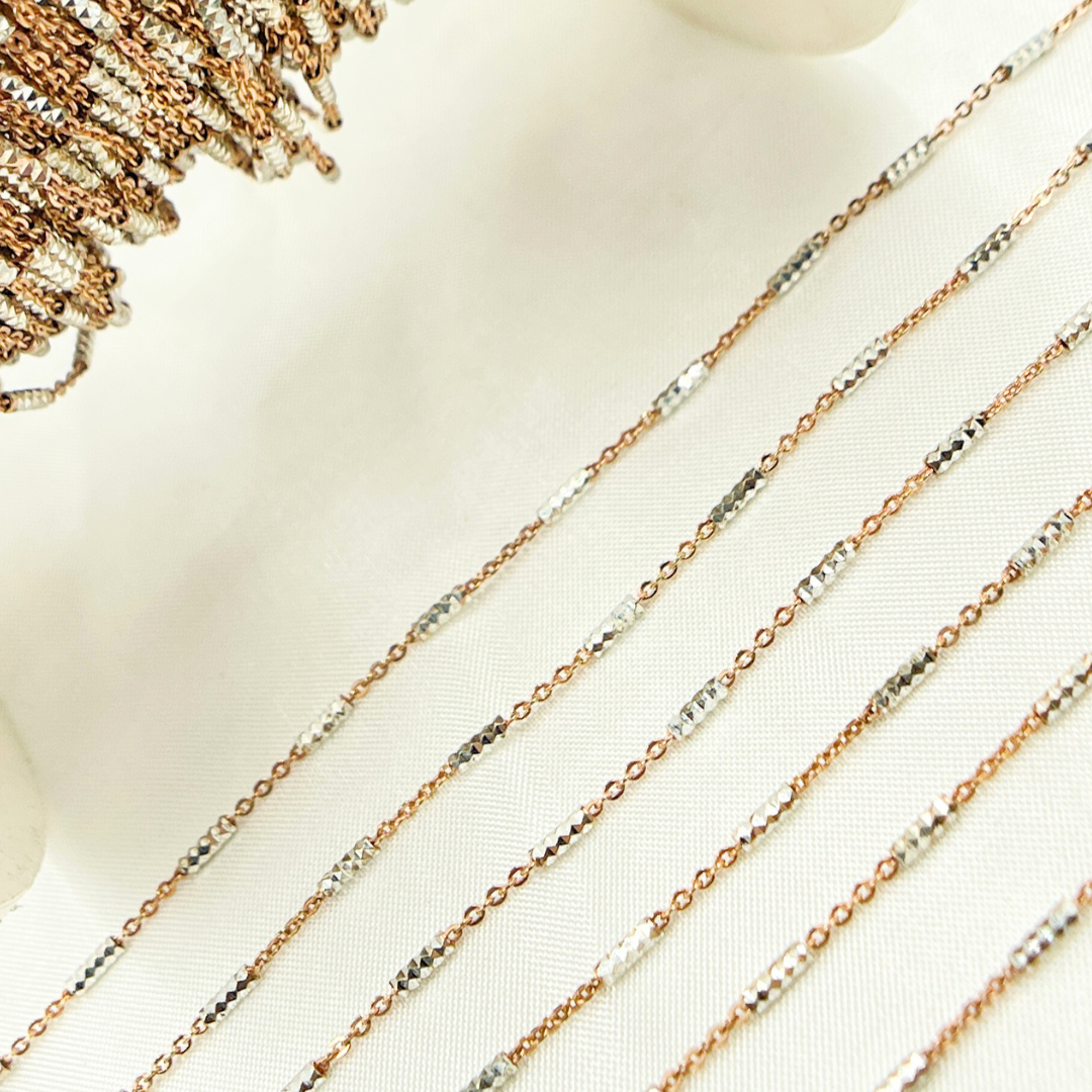 Rose Gold Plated Sterling Silver Satellite Diamond Cut Tube Chain