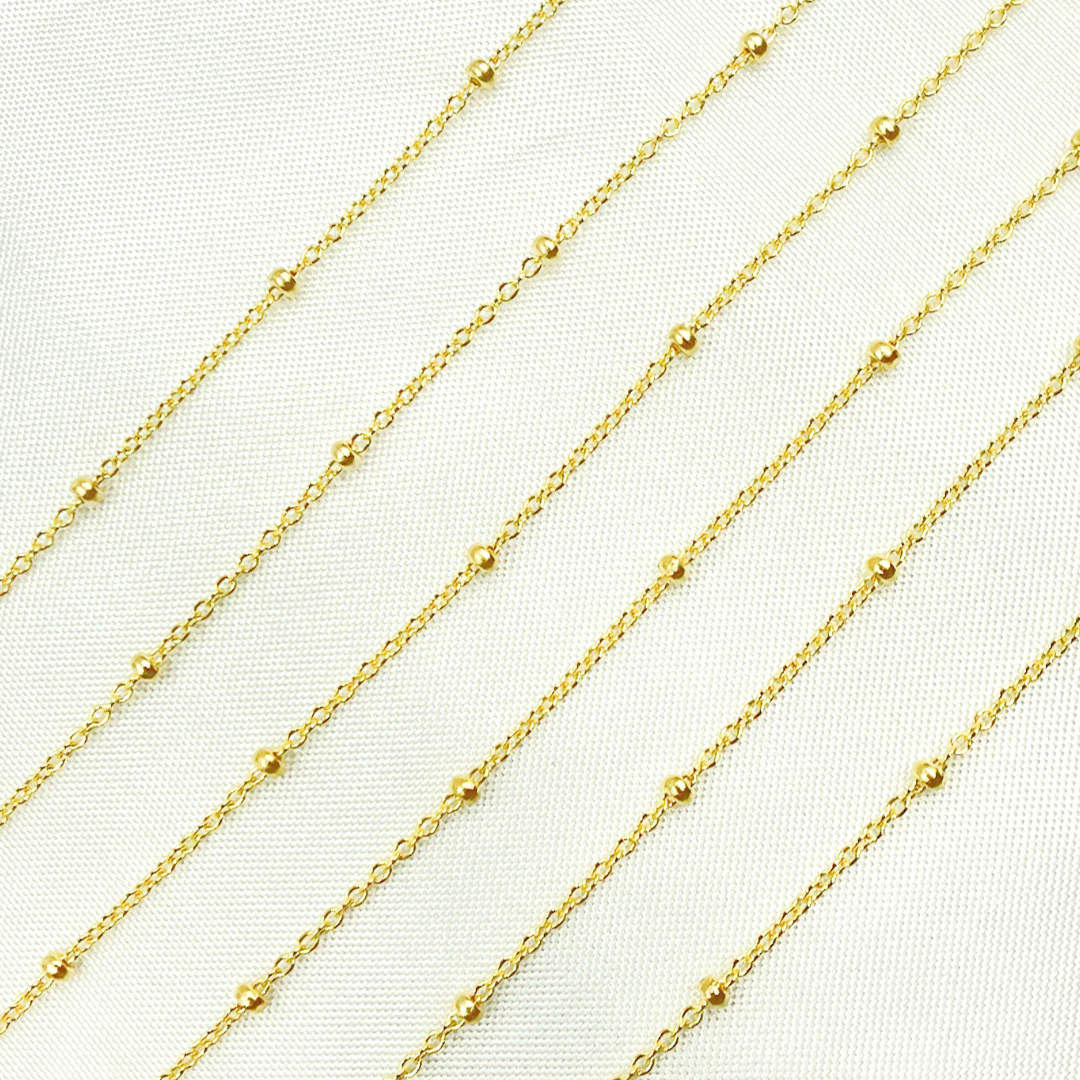 14k Solid Yellow Gold Satellite Bead Chain