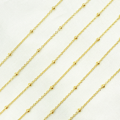 14k Solid Yellow Gold Satellite Bead Chain