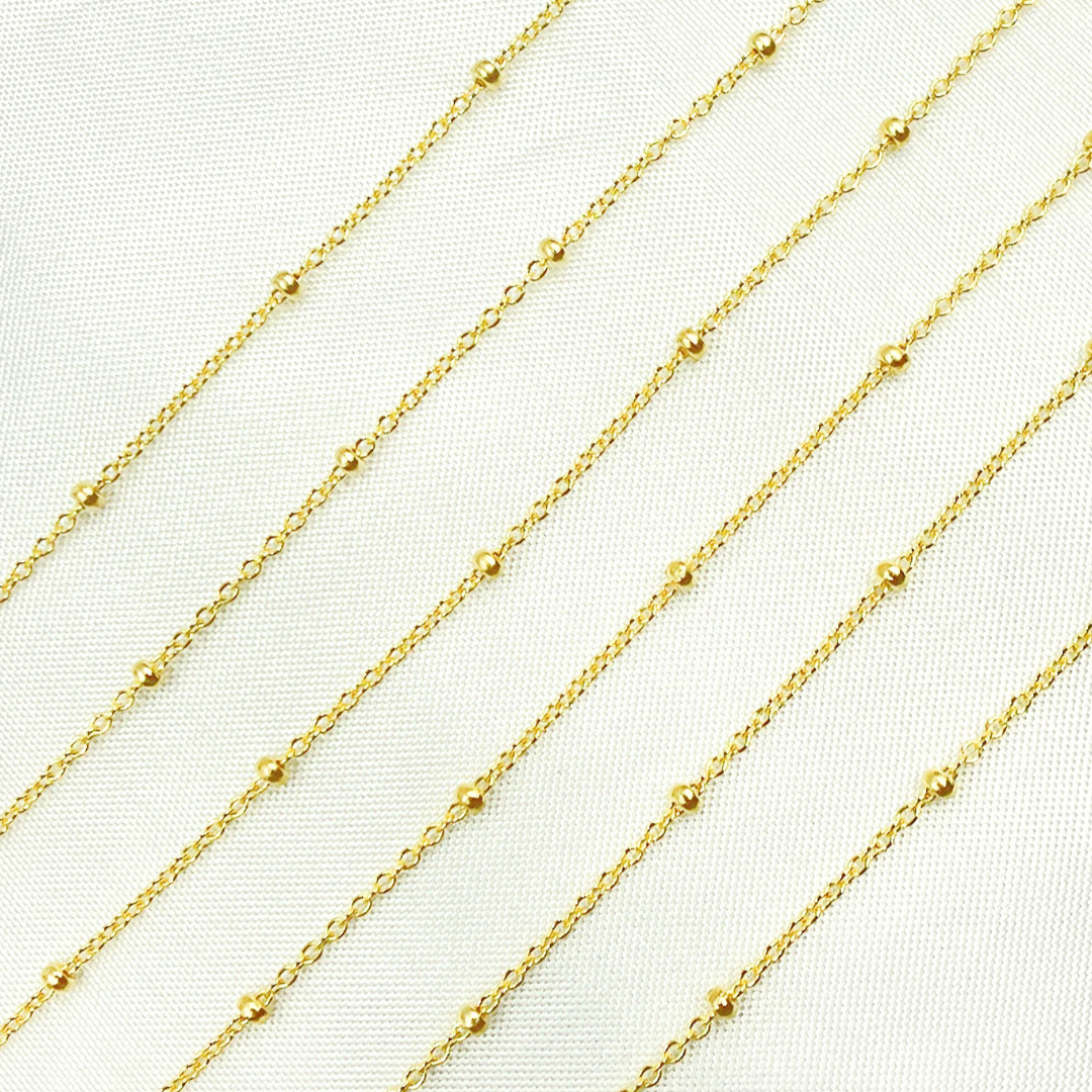 025R03S4byft. 14k Solid Yellow Gold Satellite Bead Chain