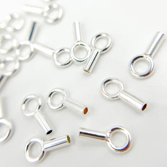 1.2MM White Sterling Silver Crimp Endcap with Ring