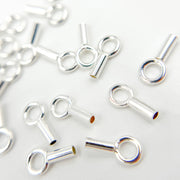 1.2MM White Sterling Silver Crimp Endcap with Ring