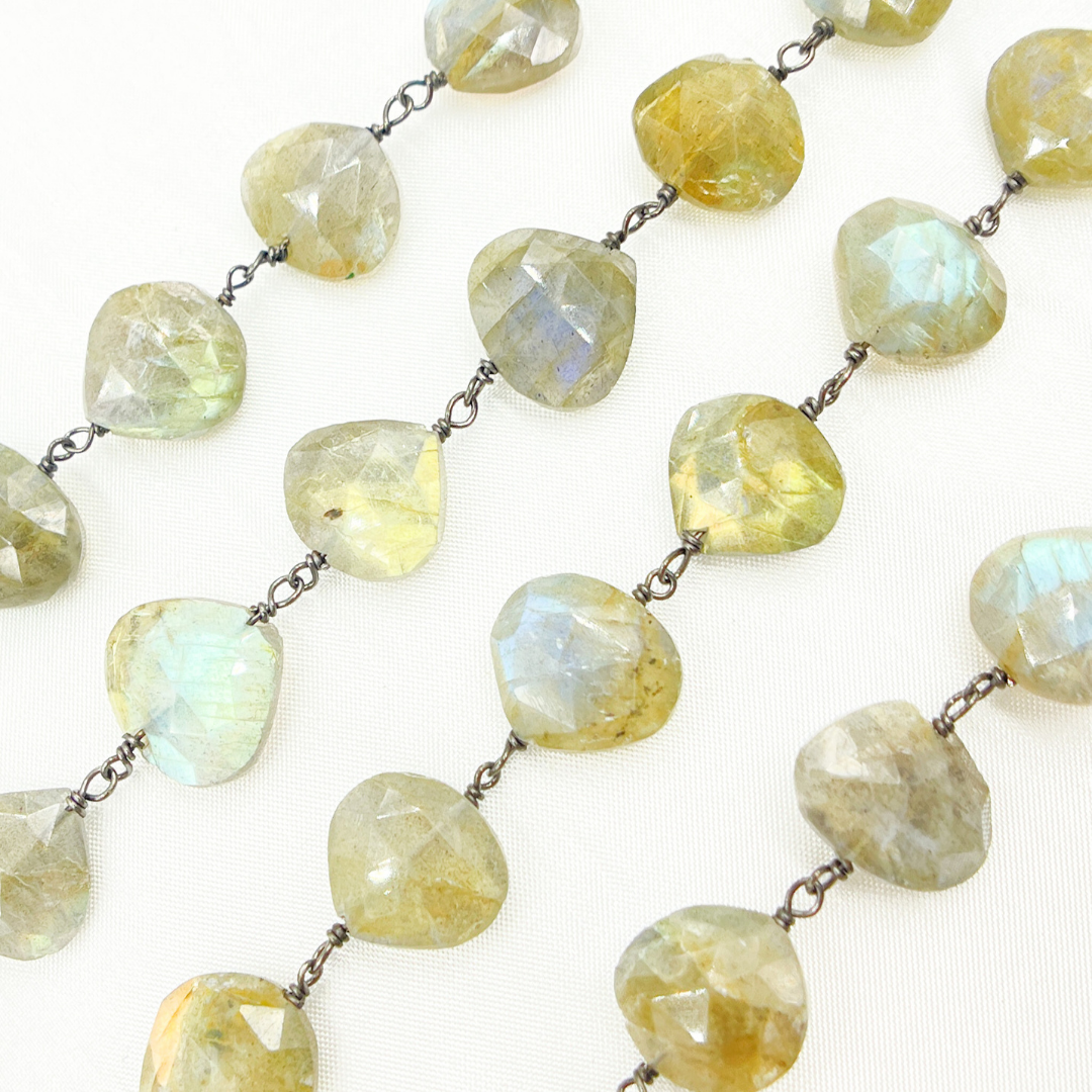 Labradorite Heart Shape Oxidized Wire Chain.