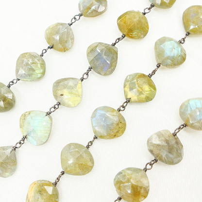 Labradorite Heart Shape Oxidized Wire Chain.