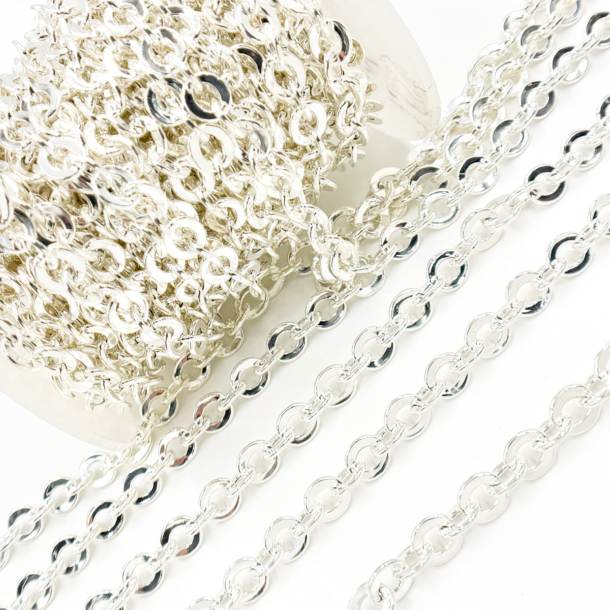 Sterling Silver Hollow Flat Oval Link Chain