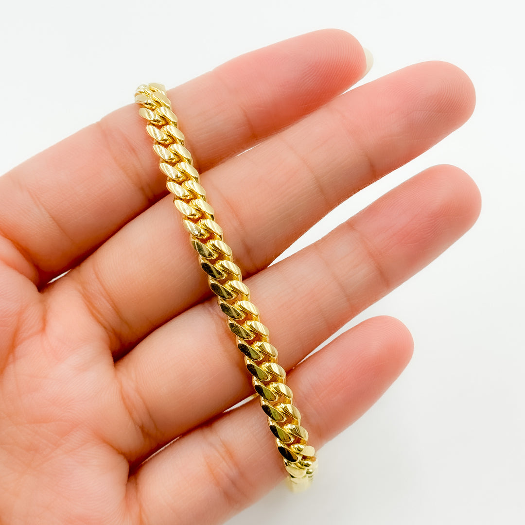 150R04GGA3BOXBracelet. 14K Solid Yellow Gold Flat Curb Link Bracelet