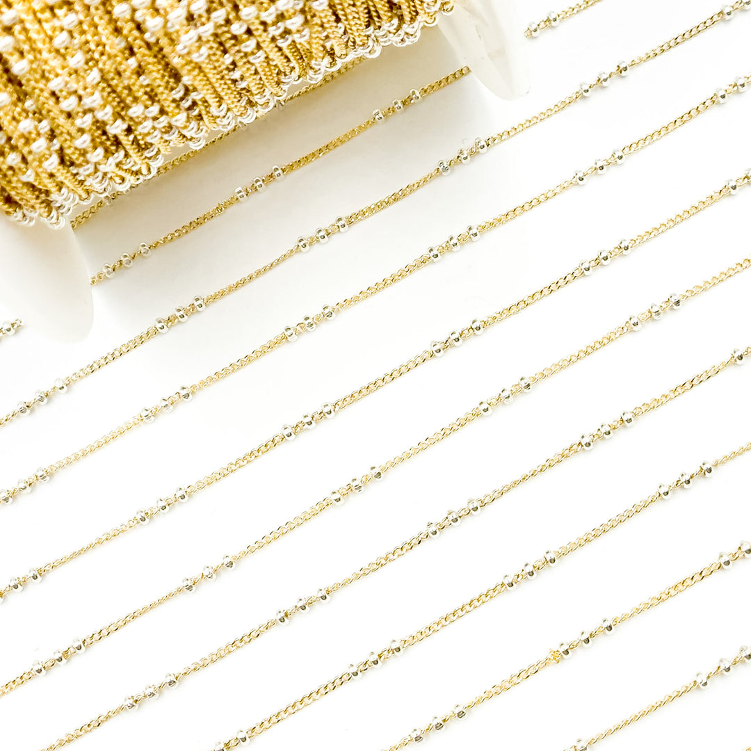 XM/S1327CF/29. 14k Gold Filled Curb Chain and 3 Sterling Silver Beads in Between