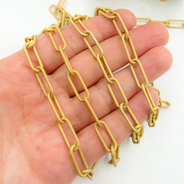 Gold Plated Matt Sterling Silver Paperclip Chain