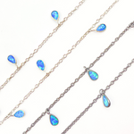 Load image into Gallery viewer, Created Blue Opal Tear Drop Shape Dangle Chain. CBO5
