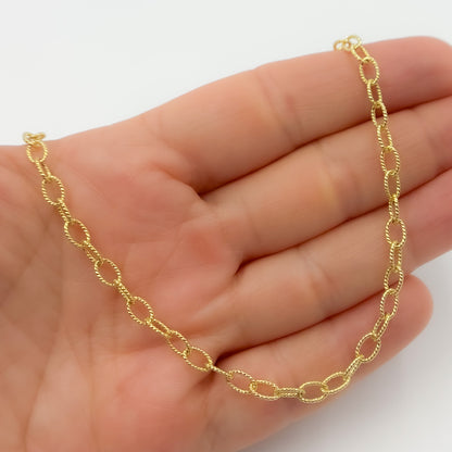80GP. Gold Plated Sterling Silver Textured Cable Necklace